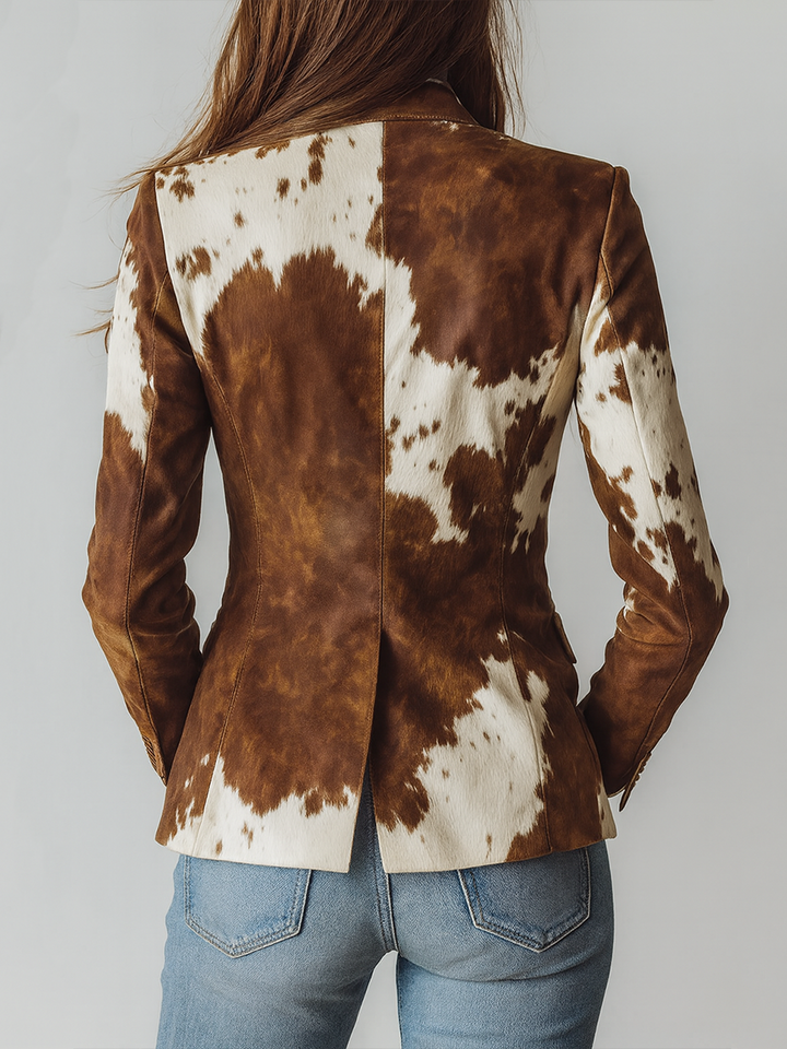 Agathe | Eco-Friendly Vintage Cow-Print Blazer