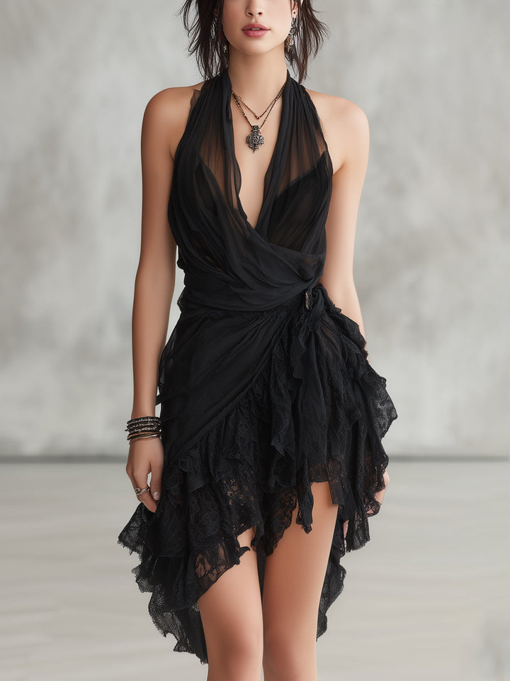 Selene | Mini Black Ruffle Dress - Helen & Olivia Manhattan