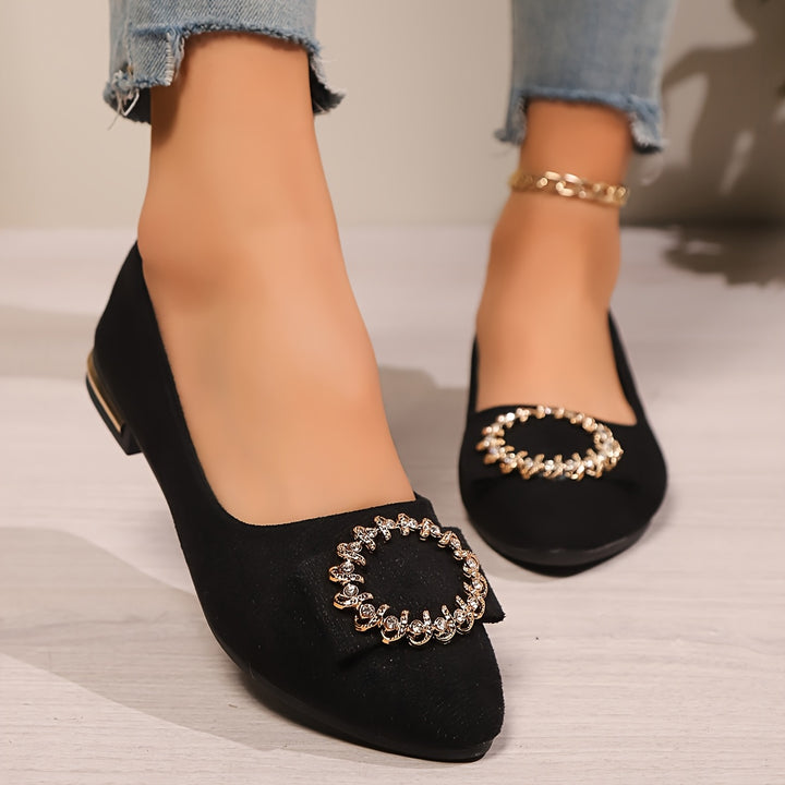 Dahlia | Women's Comfy Elegant Rhinestone Buckle Flats with Soft Cushion Sole