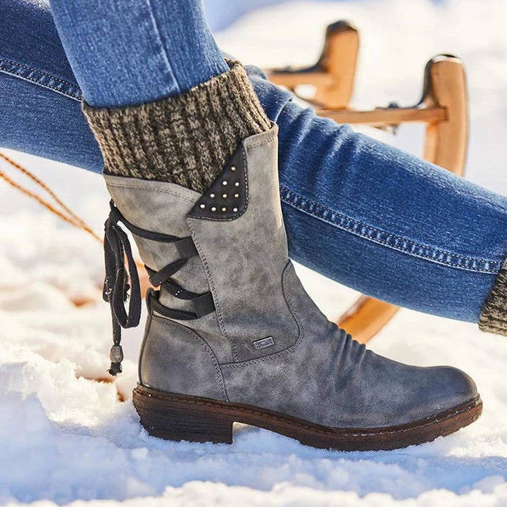 Verena | Premium Orthopaedic Waterproof Mid-Calf Boots: Easy-Zip Pain Relief Walking Shoes