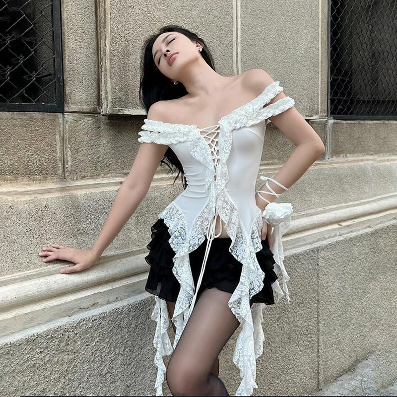 NOÉMIE | Off | Shoulder Slim Fit Pullover Top - White