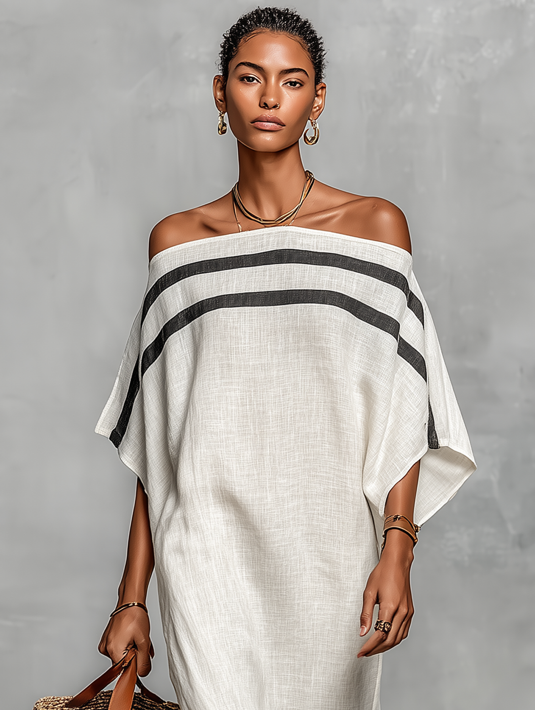 Minimalistisch Leinen Maxi Kleid - 