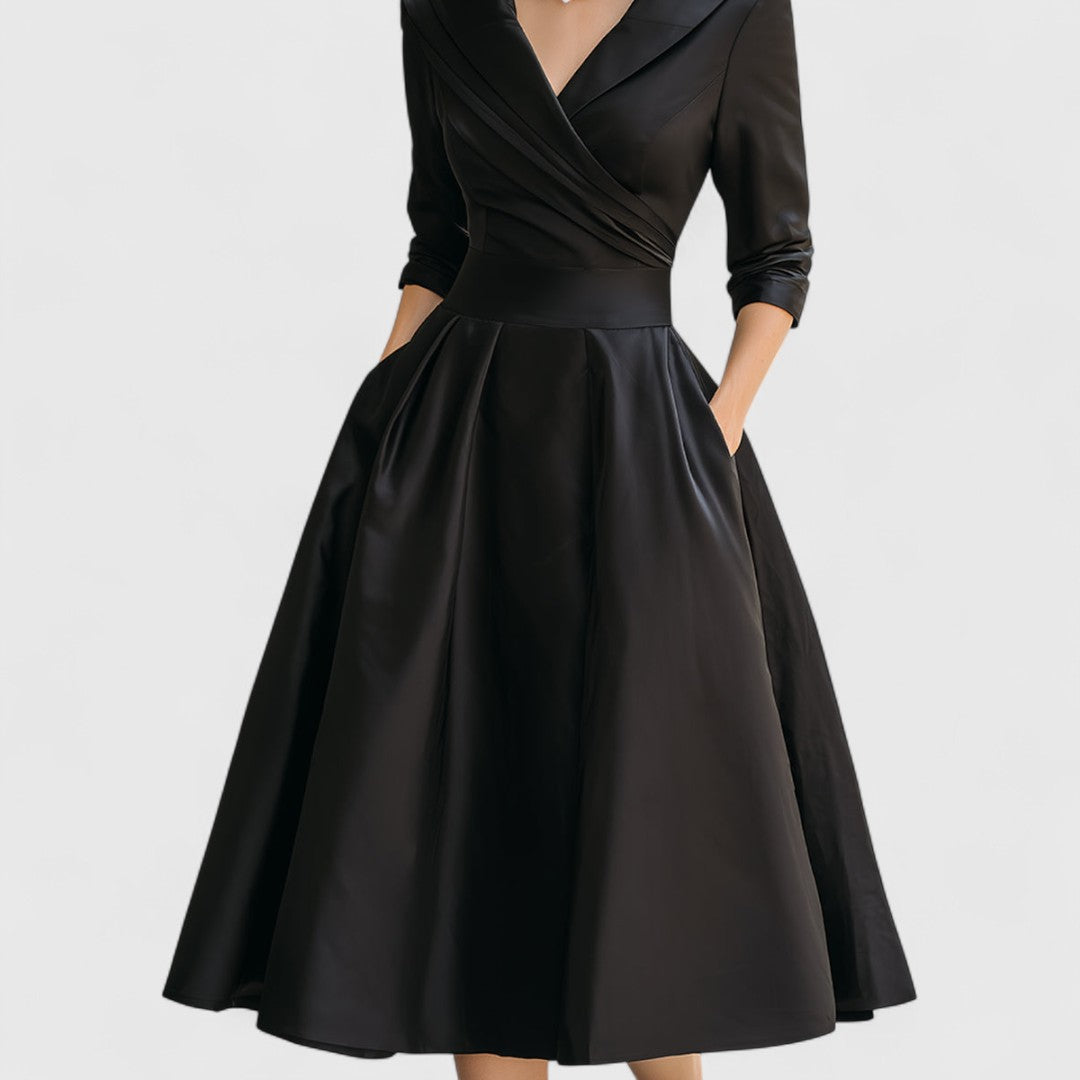Marley Quinn | Midi Dress with Crossover Bodice & V-Neck