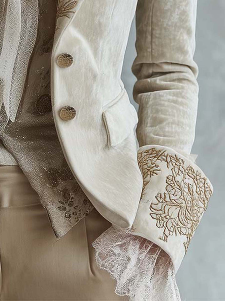 Constance | Ivory Embroidered Tailored Blazer