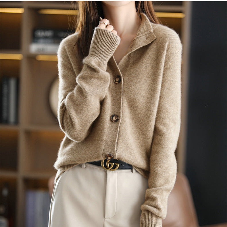 ELARA | Luxe Buttoned Sweater - Camel