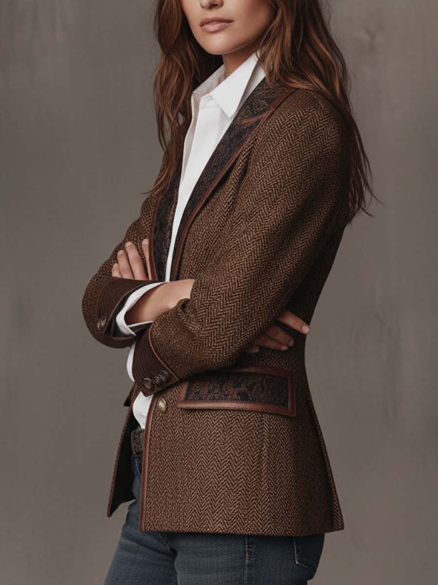 Gisele | Chevron-Print Panel Blazer