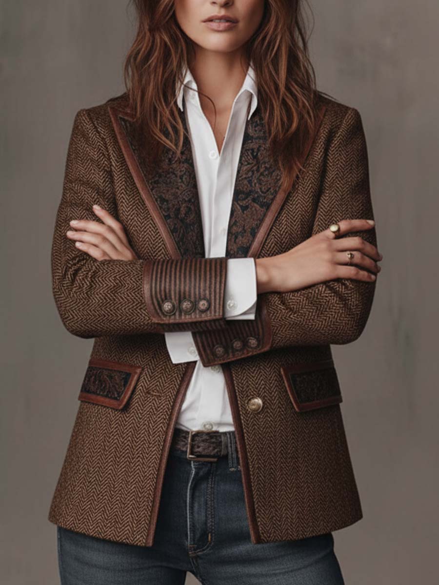 Gisele | Chevron-Print Panel Blazer