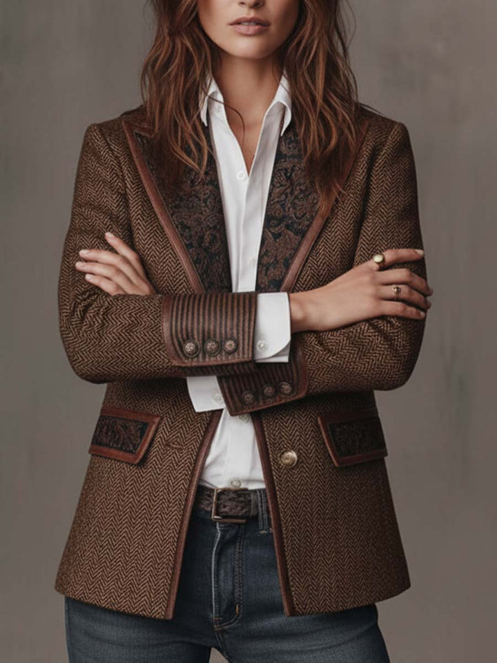 Gisele | Chevron-Print Panel Blazer