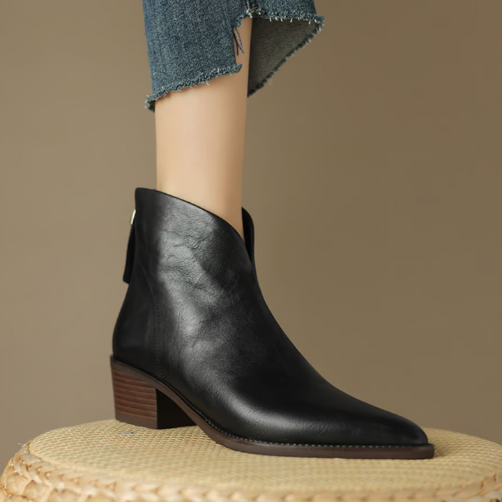 Pauline | Elegant Leather Ankle Boots