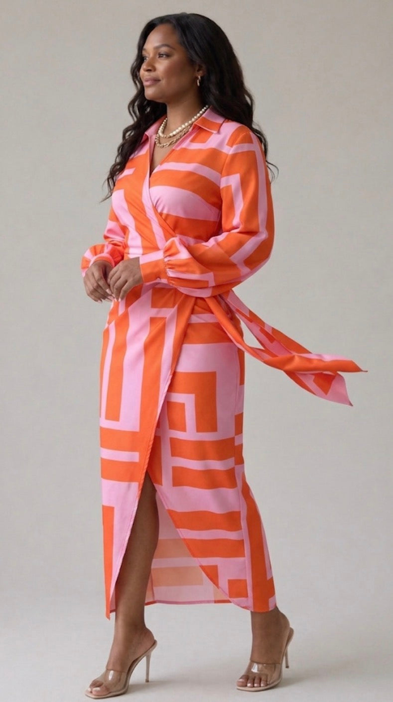 Printed Wrap Dress