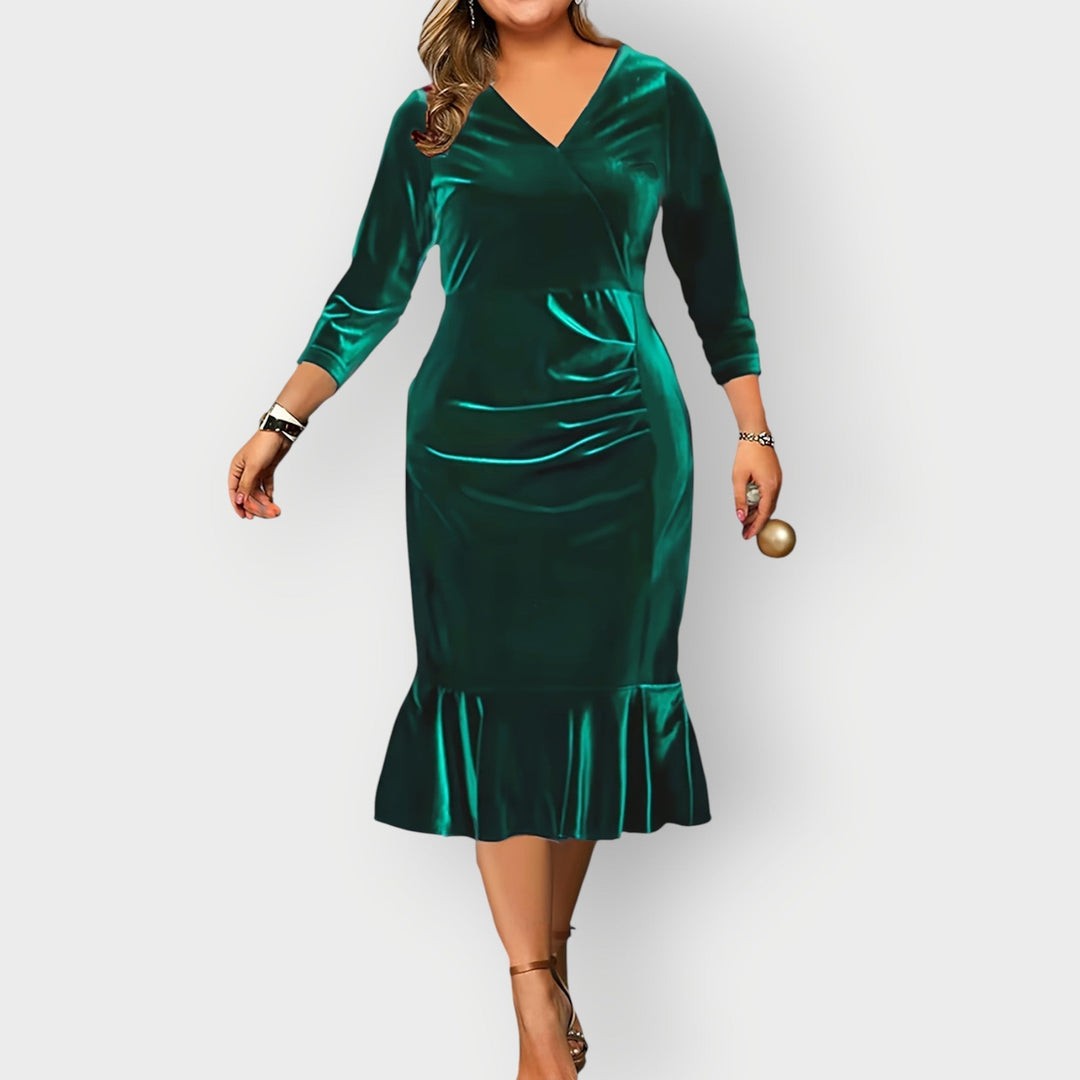Vaerine | Dress Midi in Velvet with Balze