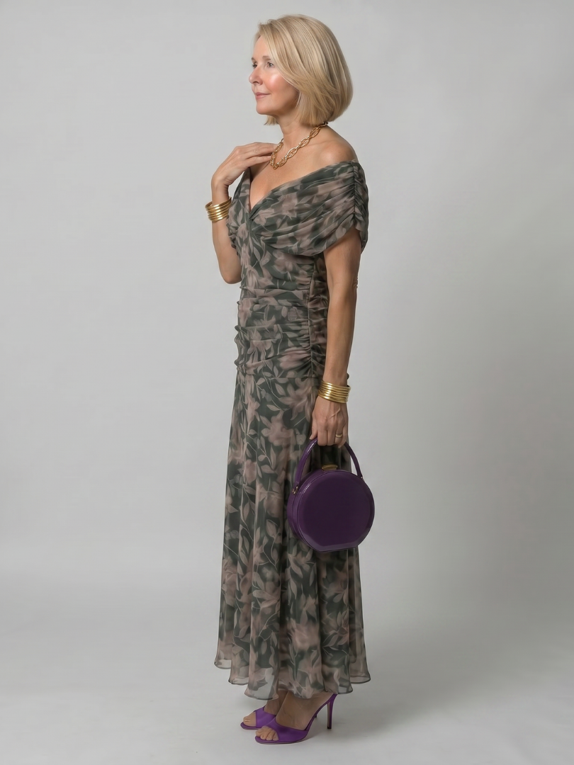 Off Shoulder Flow Midi Dress