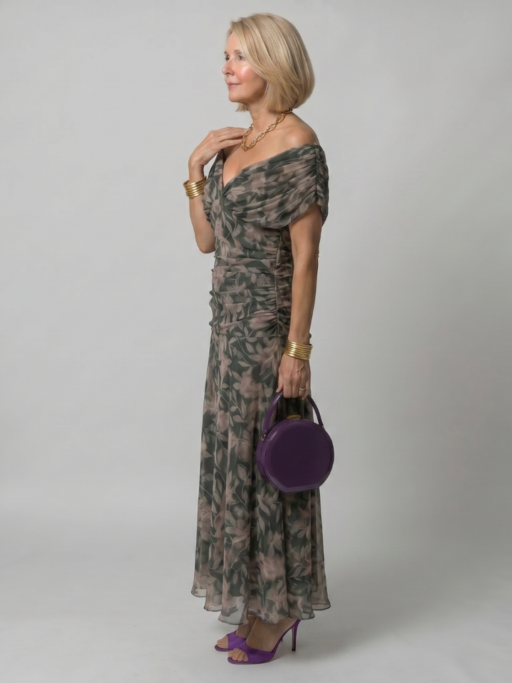 Off Shoulder Flow Midi Dress