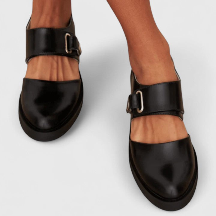 Orthopedic Mary Jane Shoes Real Leather Golden Details - 