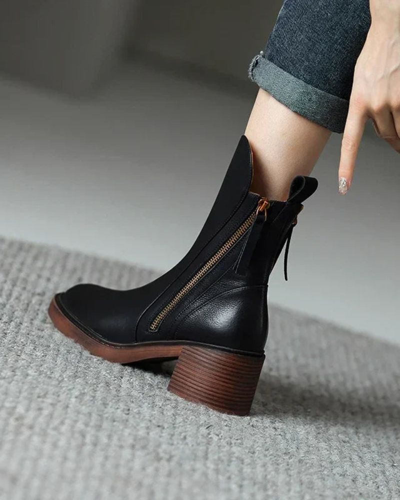 Fiorenza | Elegant Leather Ankle Boots - Helen & Olivia Manhattan