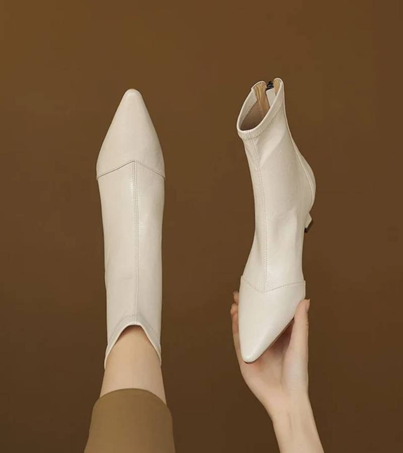 Brigitte | Elegant Heeled Leather Ankle Boots