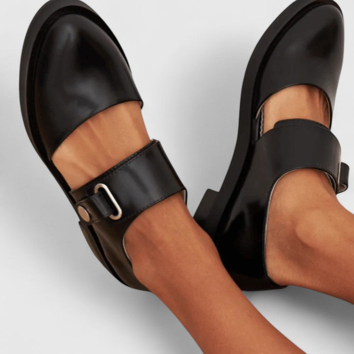 Orthopedic Mary Jane Shoes Real Leather Golden Details - 