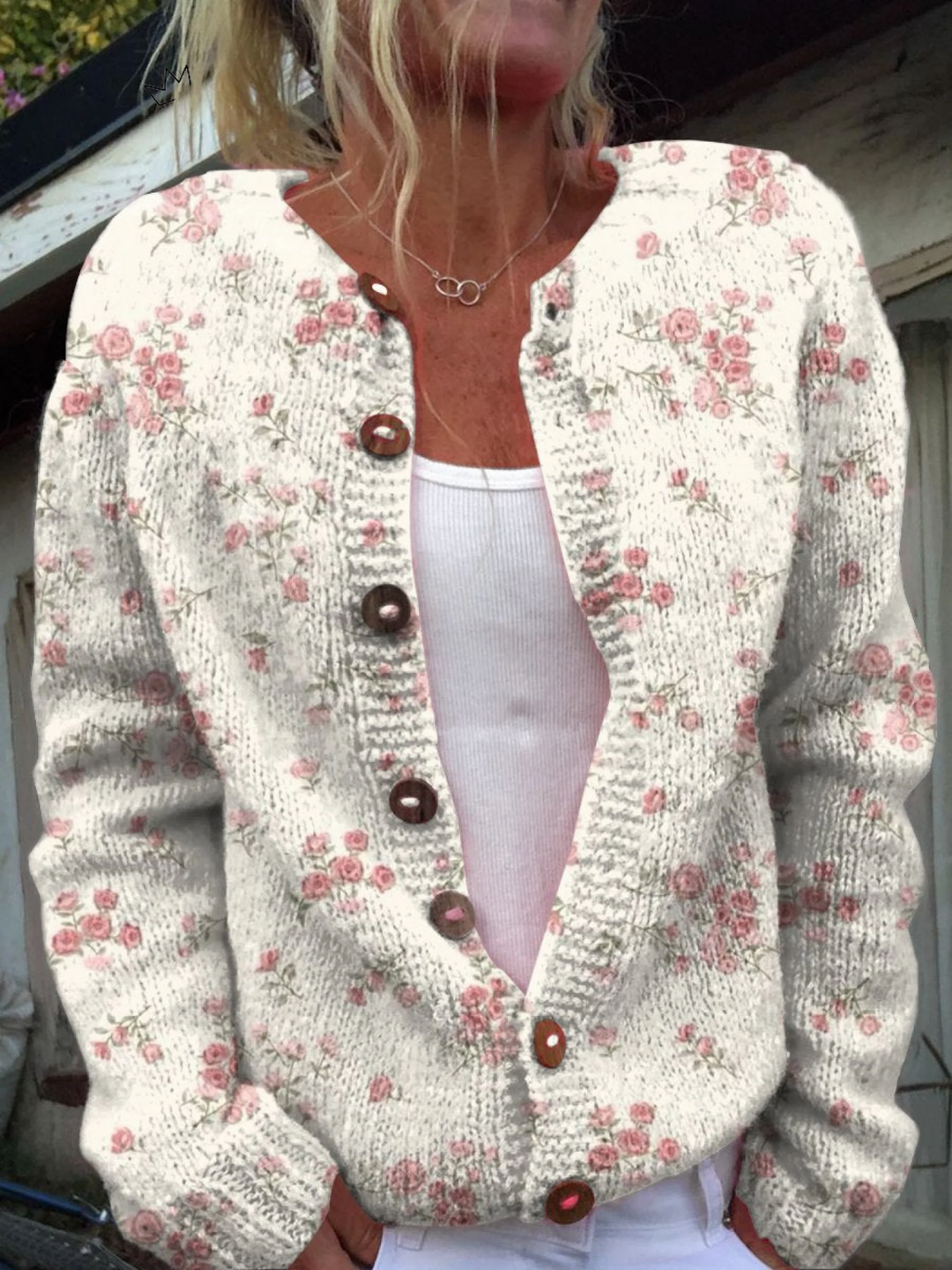 Evanthea | Vintage Floral Knit Cardigan Sweater - 