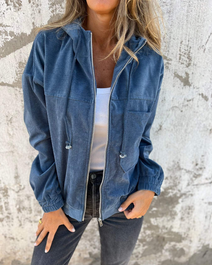 Bronwyn | Relaxed Corduroy Hooded Jacket with Zip