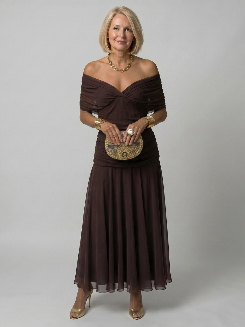 Zenaide | Off Shoulder Midi Dress