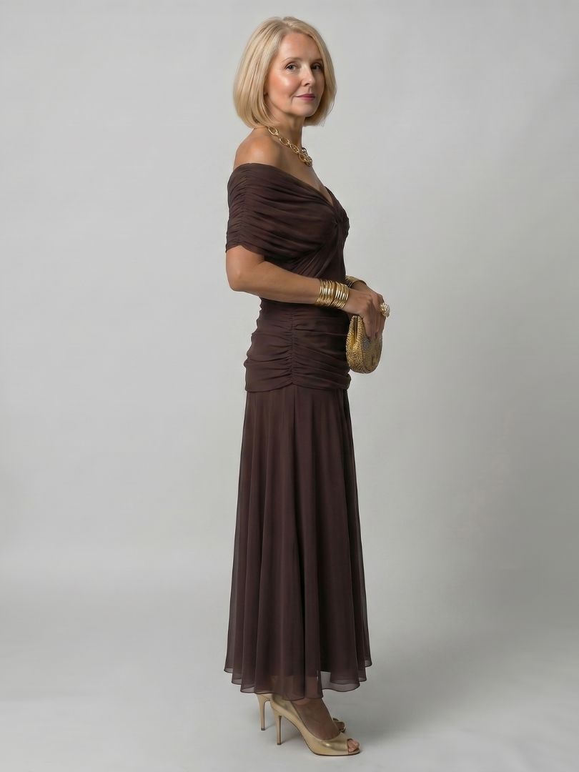Off Shoulder Flow Midi Dress