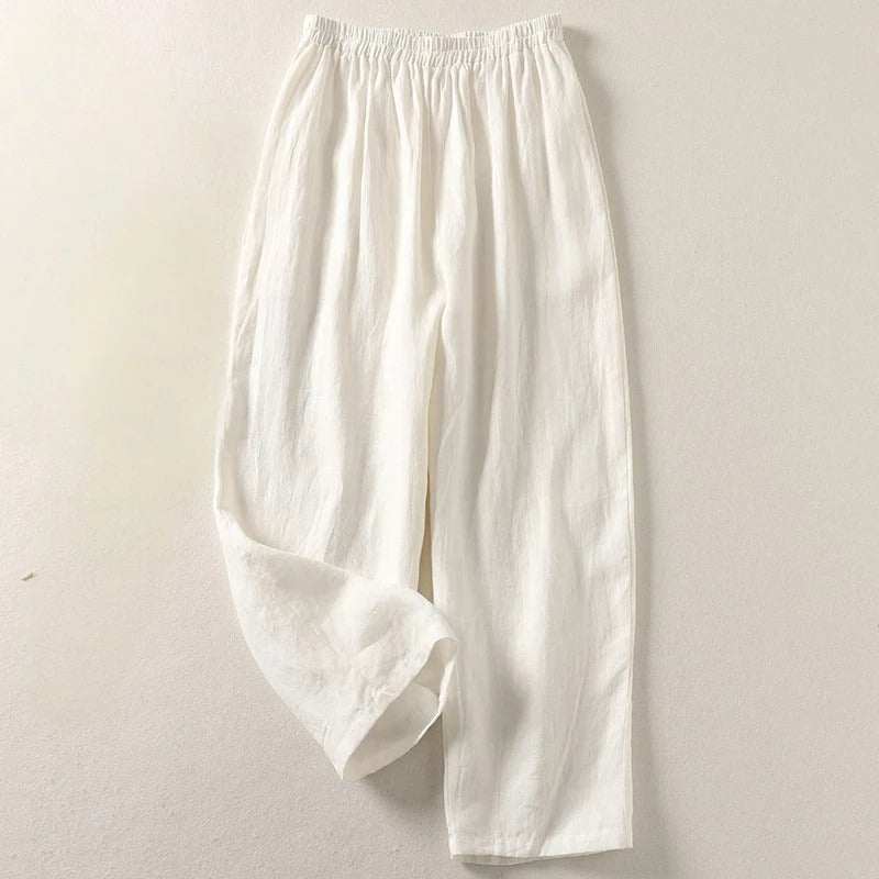 Maggie | Breezy Cotton Linen Gamba Larga Pants