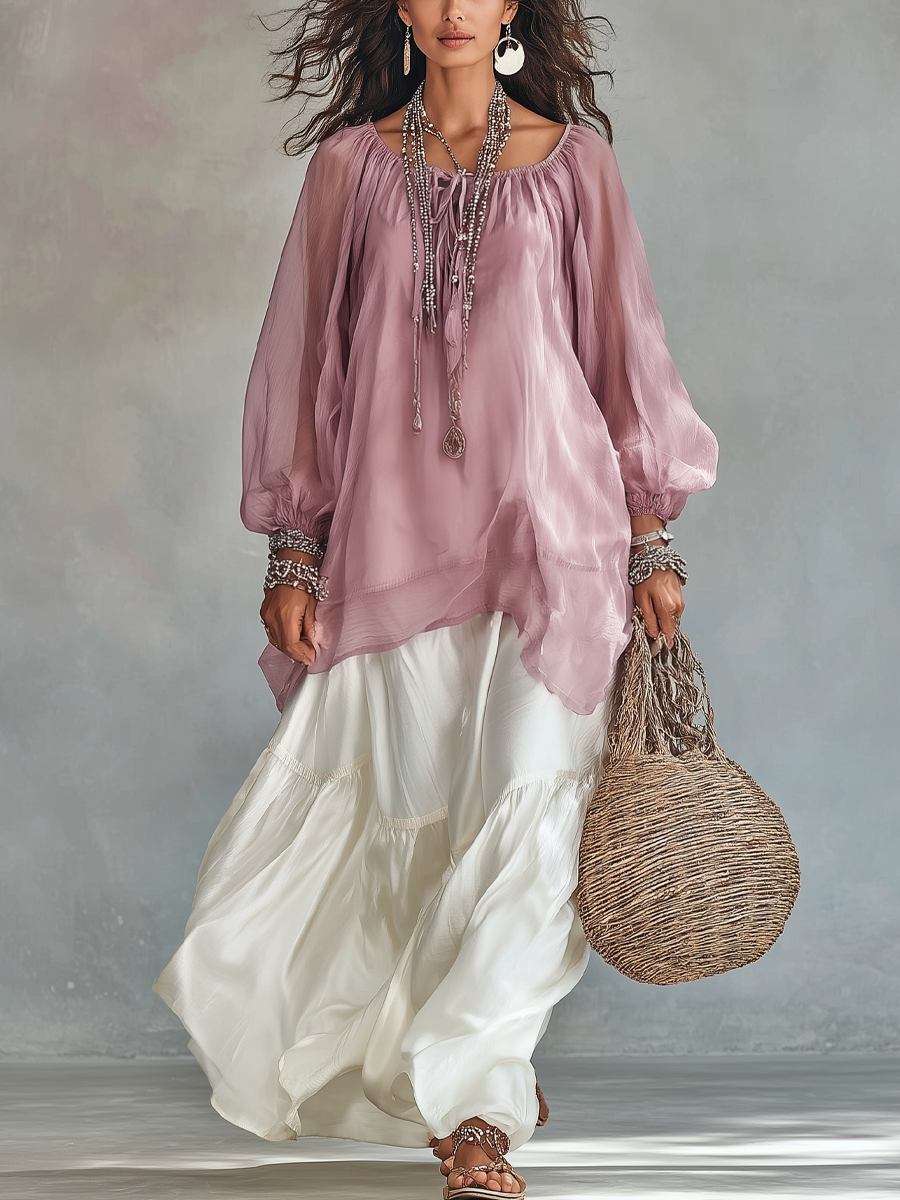 Zoe | Chiffon Top & Raso Skirt