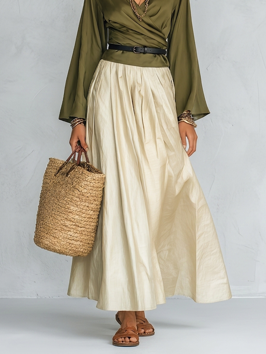 Faye | Olive Wrap Boho Maxi Completo