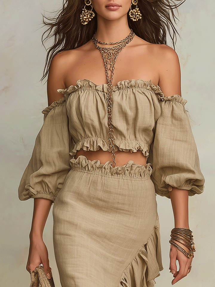 Clara | Vacation Natural Linen Boho Co-Ord Completo