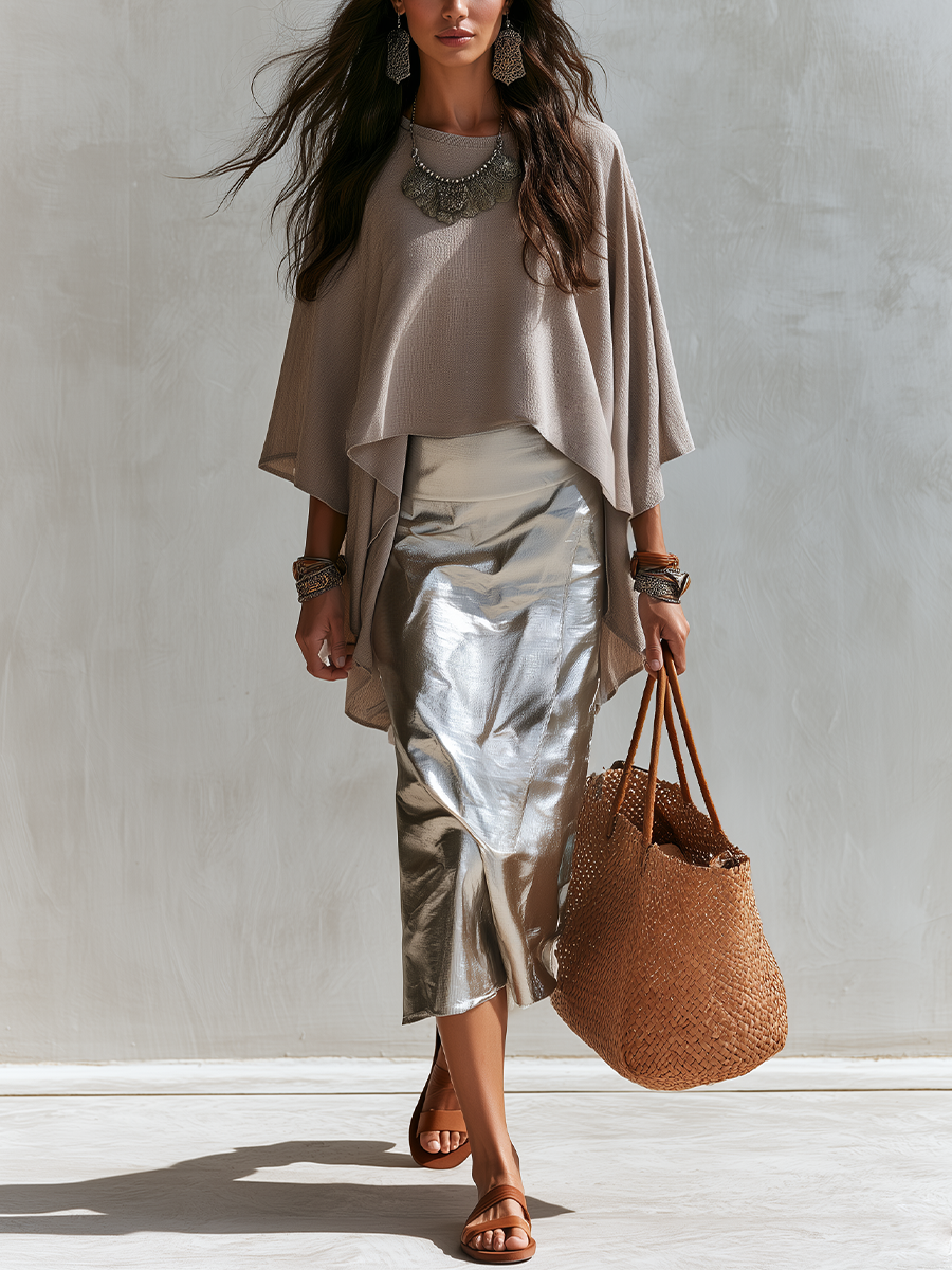 Violet | Talpa Draped Cape Top & Skirt