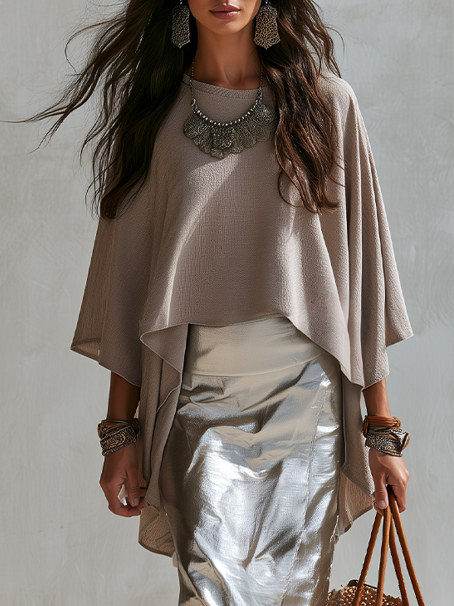 Violet | Talpa Draped Cape Top & Skirt