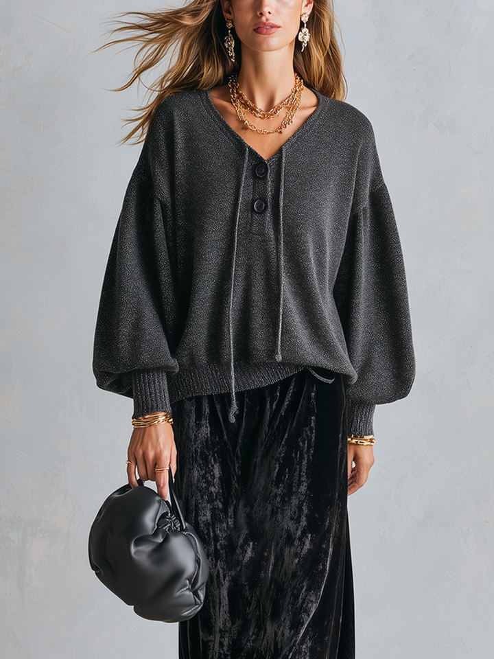 Sophia | Black Knit Top & Velvet Skirt