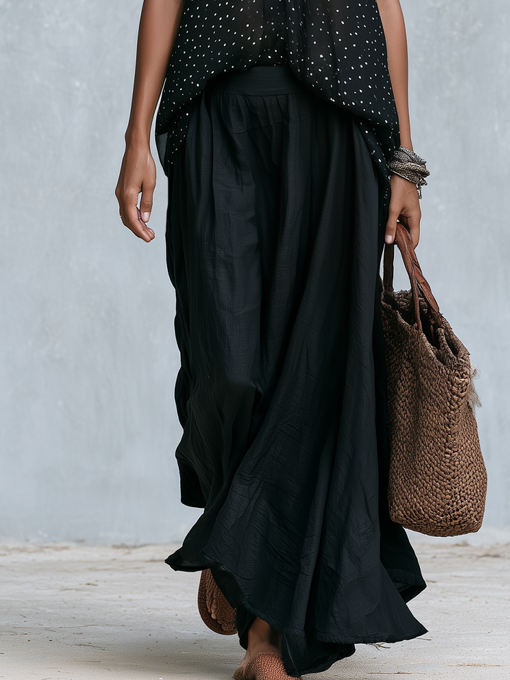 Penelope | Black Polka Dot Maxi Skirt Completo