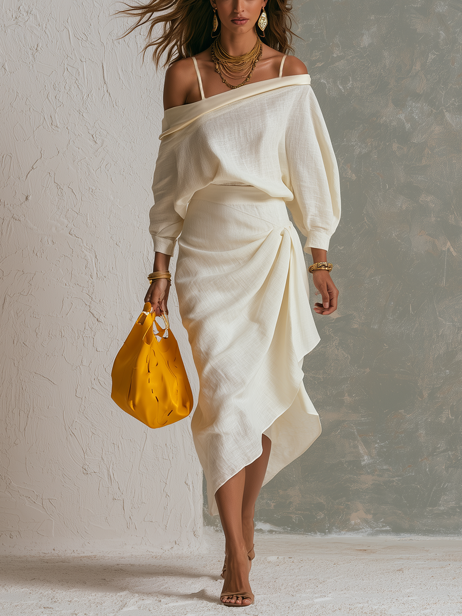 Abigail | Cotton Linen Off-Shoulder Top e