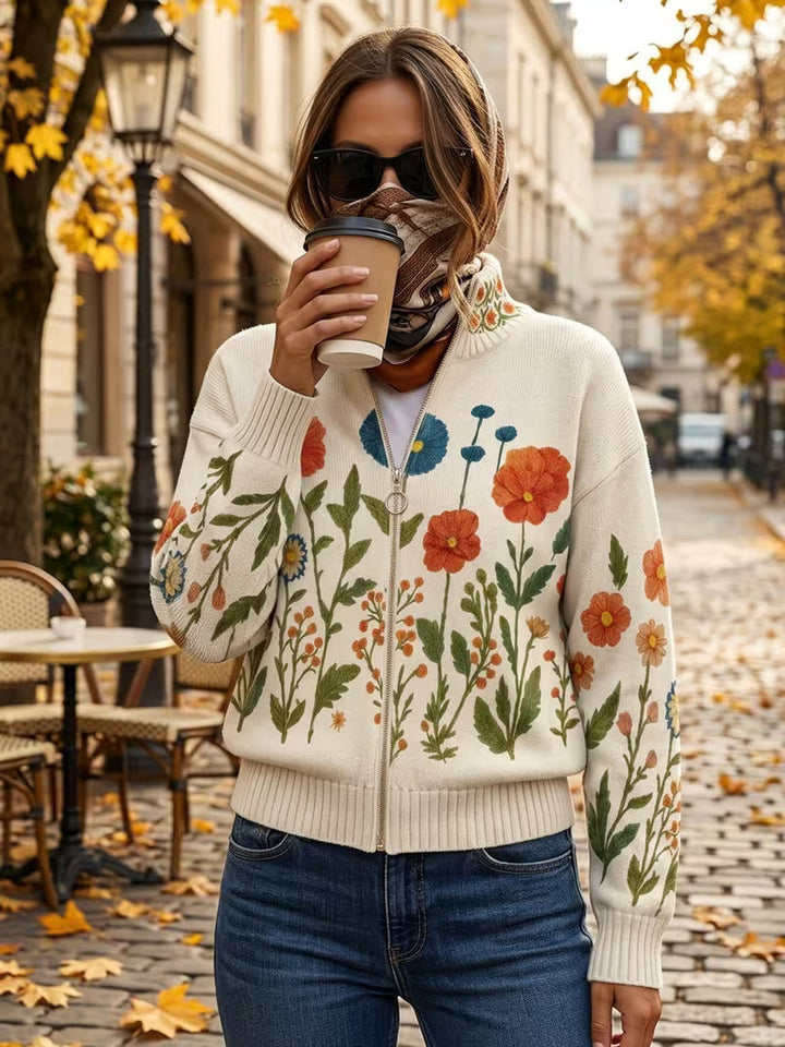 Juniper | Wildflower Meadow Zip Cardigan - Helen & Olivia Manhattan