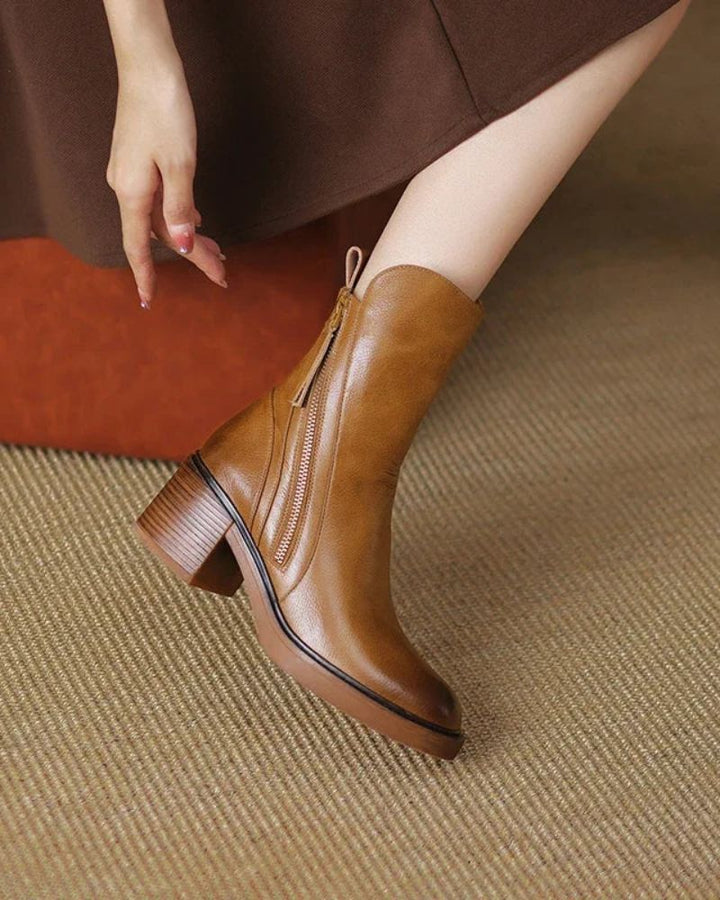 Fiorenza | Elegant Leather Ankle Boots - Helen & Olivia Manhattan