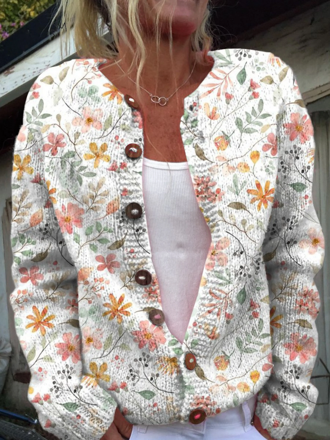 Greta | Vintage Floral Knit Cardigan Sweater - 