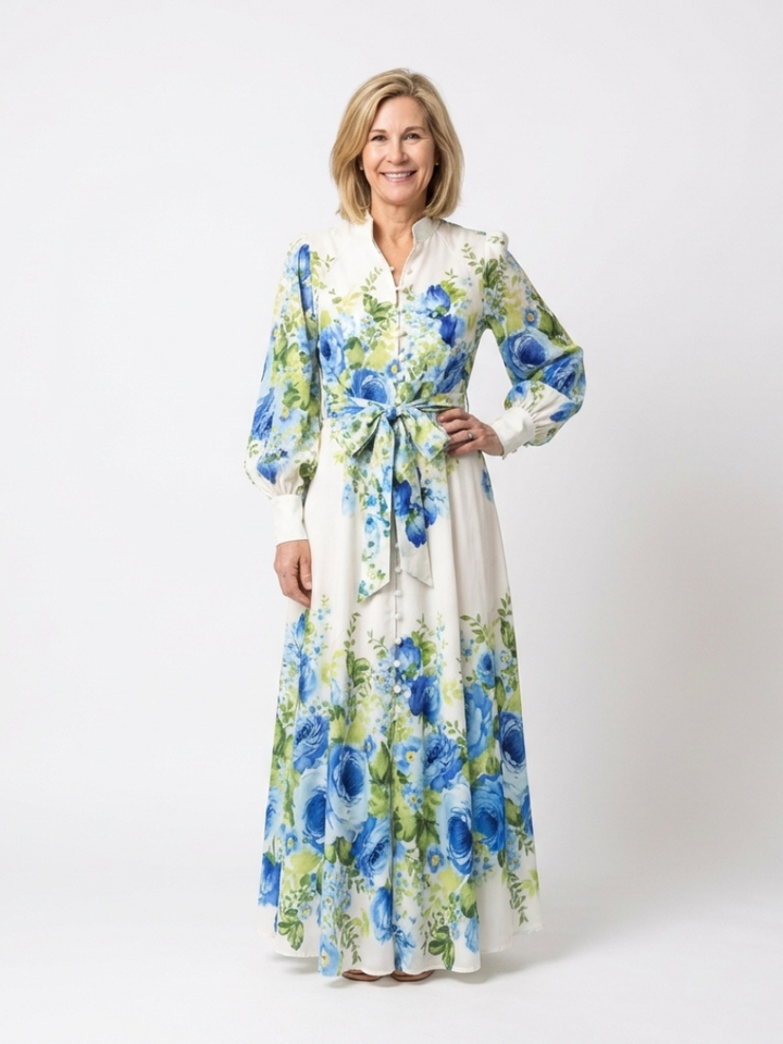 Ottoline | Effortless Floral Long Sleeve Maxi Dress