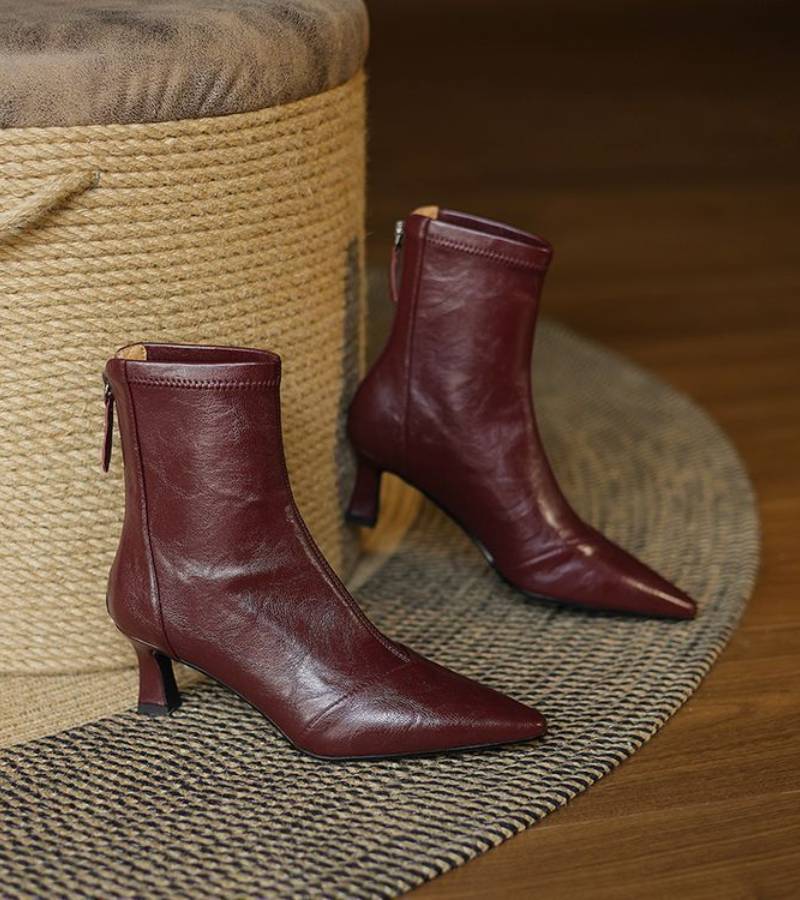 Brigitte | Elegant Heeled Leather Ankle Boots