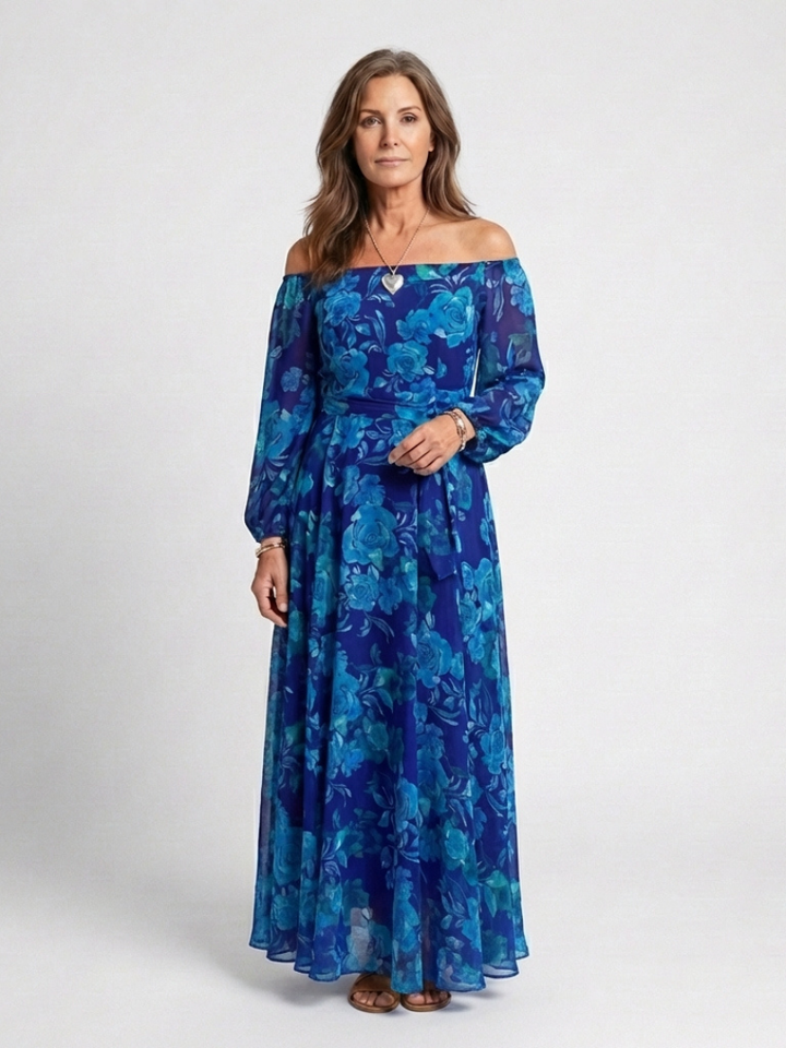 Aspen | Elegant Floral Off Shoulder Maxi Dress