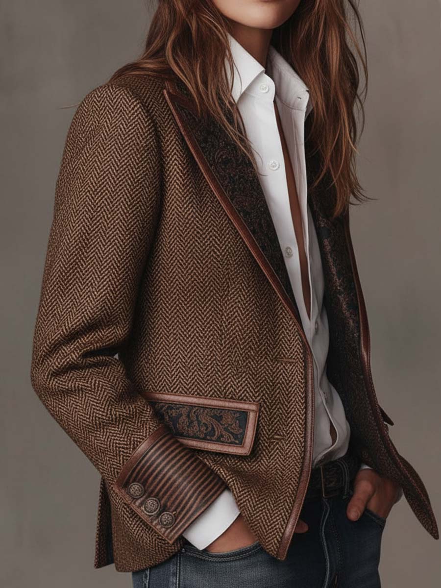Gisele | Chevron-Print Panel Blazer