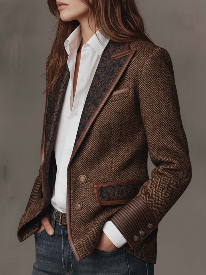 Gisele | Chevron-Print Panel Blazer