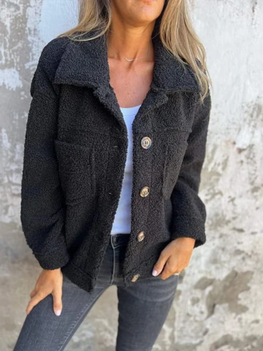 Ines | Coat À Boutons Texturé - Yellow