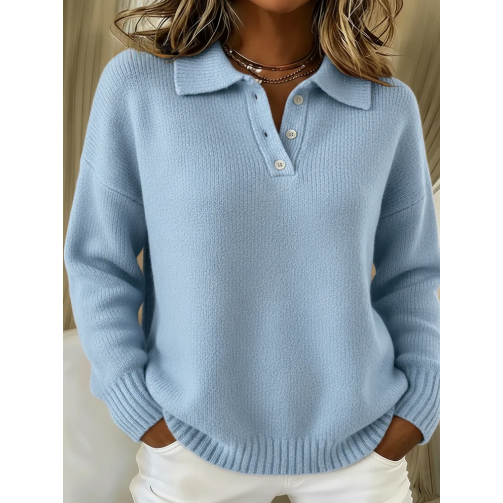 Maren | Polo Collar Comfort Sweater - Blue