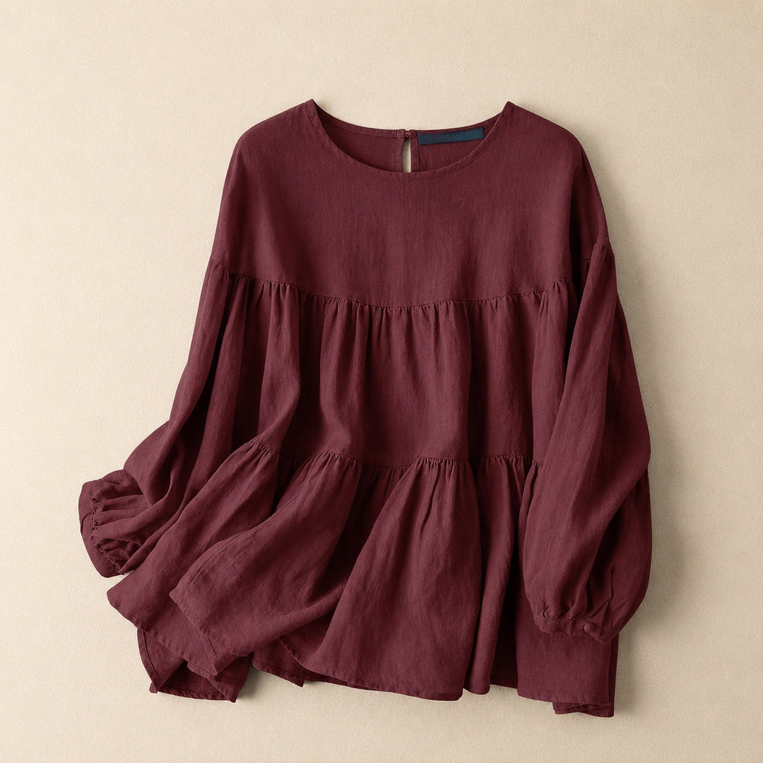 Isla | Tiered Linen Blouse - Helen & Olivia Manhattan
