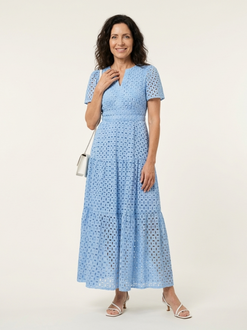 Brielle | Easy V Neck Tiered Midi Dress