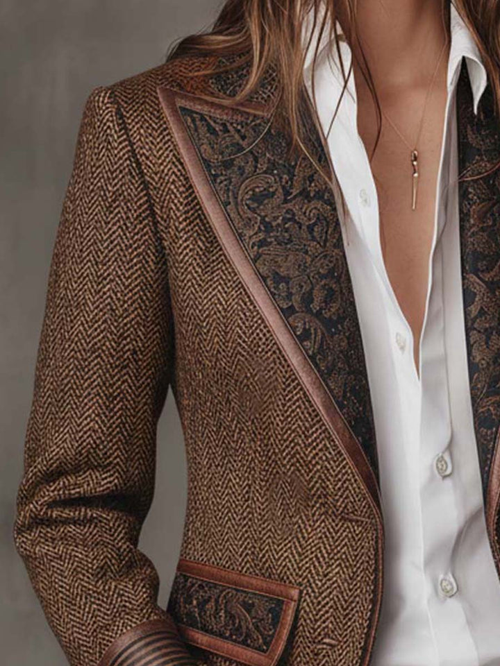 Gisele | Chevron-Print Panel Blazer