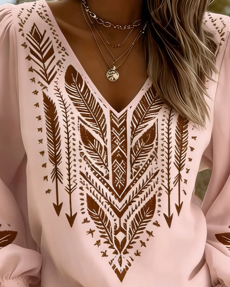 Sandra | Blouse with Sleeves a Sbuffo & Scollo a V Wide