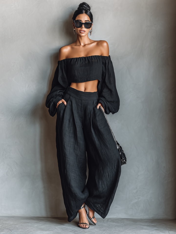 Layla | Completo in Linen Senza Spalline