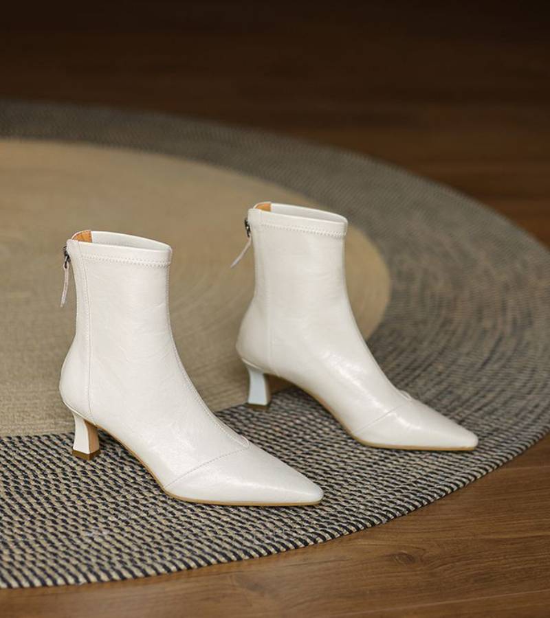 Brigitte | Elegant Heeled Leather Ankle Boots